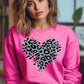 Valentine's Teal Pink Leopard Heart Sweatshirt