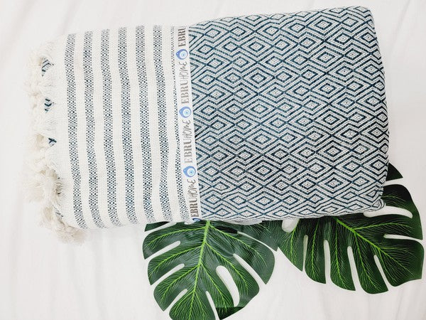Throw Blanket XLarge Authentic Wave,Turkish cotton