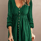 Women Button Up High Waist Long Sleeve Dress