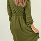 Women Button Up High Waist Long Sleeve Dress