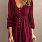 Women Button Up High Waist Long Sleeve Dress