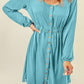 Women Button Up High Waist Long Sleeve Dress