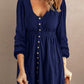 Women Button Up High Waist Long Sleeve Dress