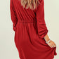 Women Button Up High Waist Long Sleeve Dress