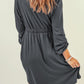 Women Button Up High Waist Long Sleeve Dress