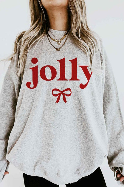 Plus Size Jolly Christmas Bow Graphic Sweatshirt