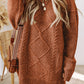 Coffee Cable Knit Drop Shoulder Loose Fit Sweater Dress